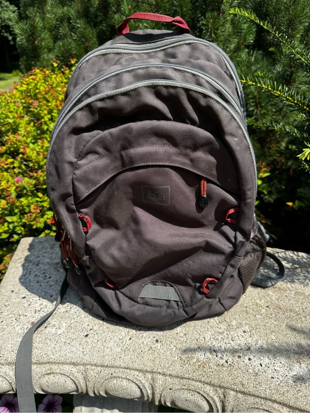 REI Classic Men's Gray Backpack with Red Accents